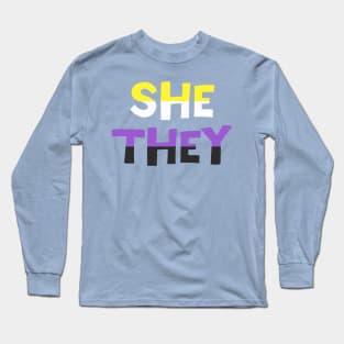 Nonbinary Flag She/They Long Sleeve T-Shirt